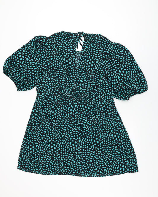 Dorothy Perkins Womens Black Geometric Polyester Shift Size 16 Round Neck Tie