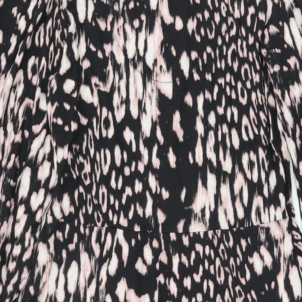 Principles Womens Black Geometric Viscose Wrap Dress Size 12 V-Neck Pullover