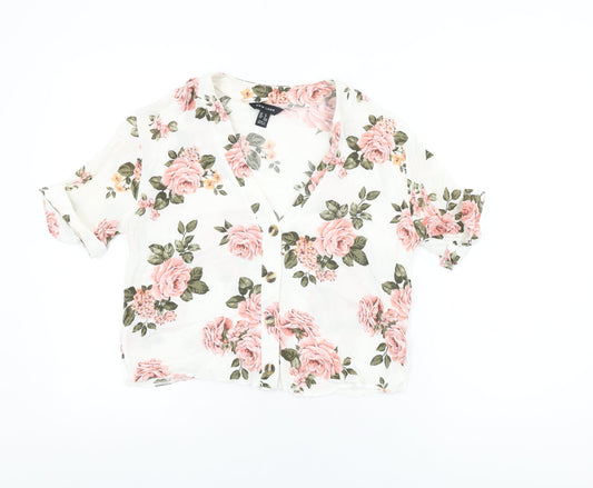 Womens UK Size 8 New Look White Basic Button-Up