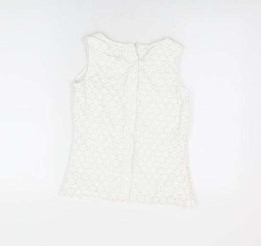 Womens UK Size 8 Pure White Basic T-Shirt