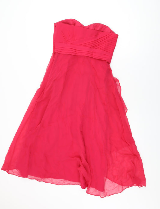 Coast Womens Pink Silk Shift Size 10 Off the Shoulder Zip