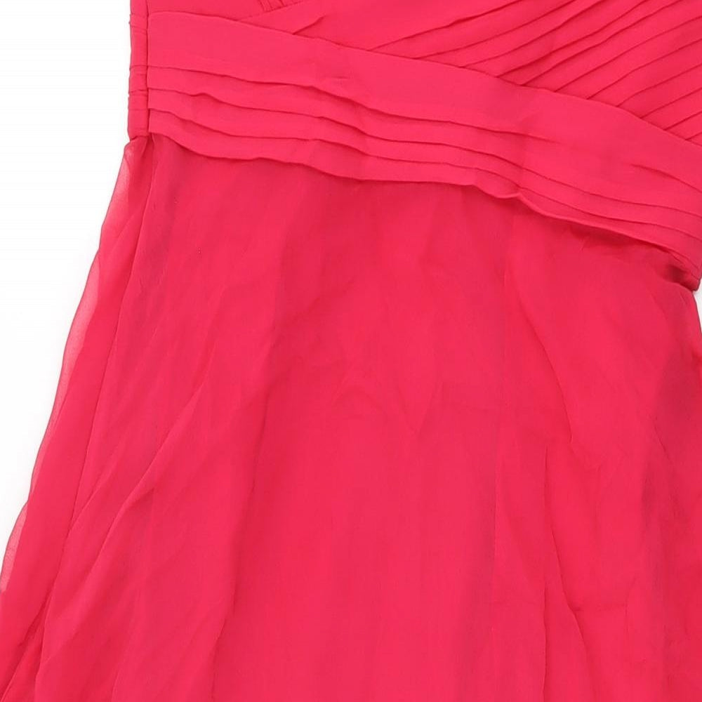 Coast Womens Pink Silk Shift Size 10 Off the Shoulder Zip