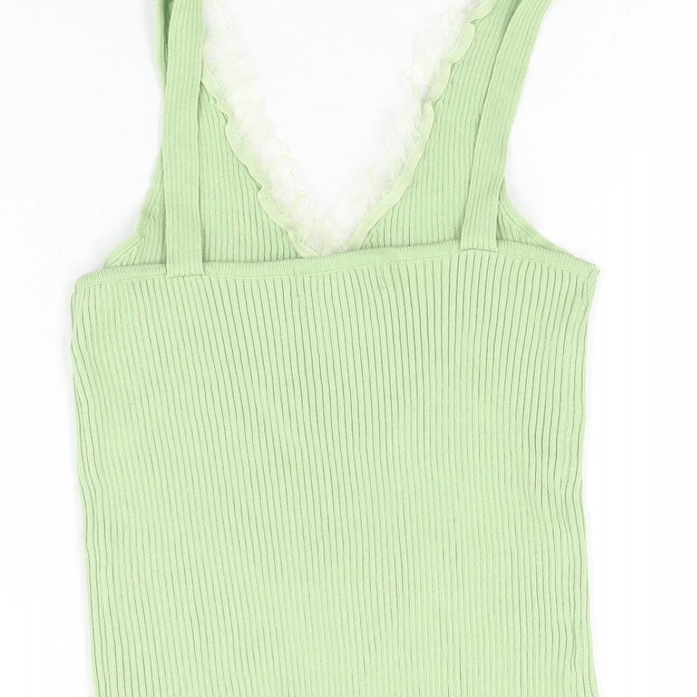 Womens UK Size S QED London Green Basic T-Shirt