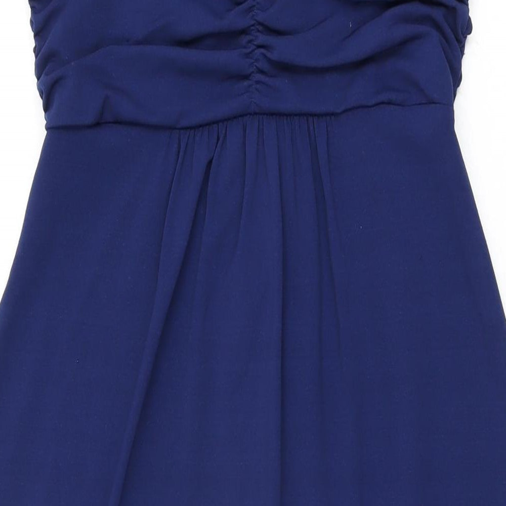 Klass Womens Blue Polyester Maxi Size 10 V-Neck Pullover