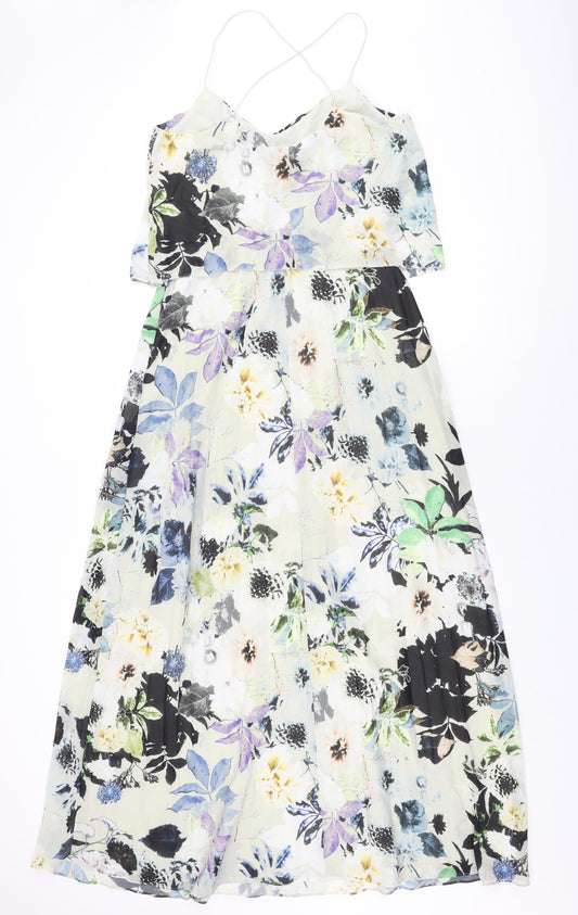 NEXT Womens Grey Floral Polyester Maxi Size 12 Scoop Neck Pullover