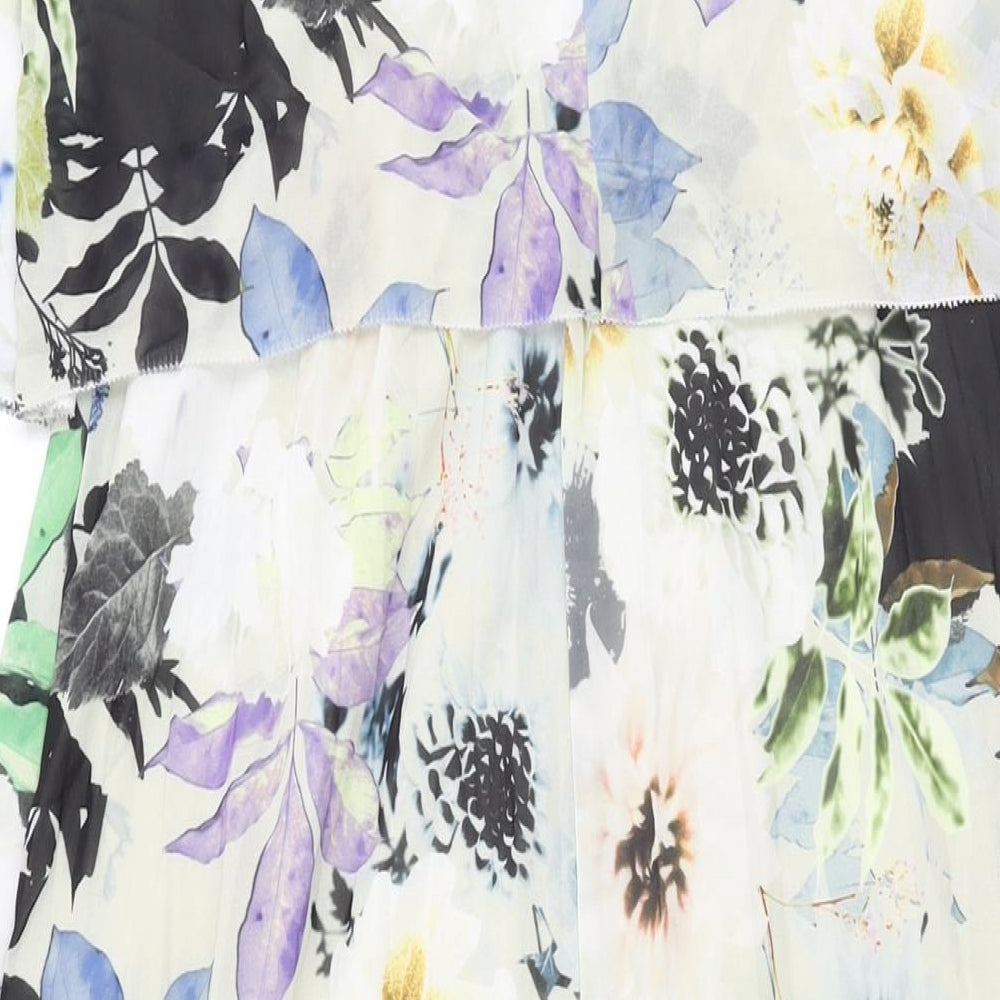 NEXT Womens Grey Floral Polyester Maxi Size 12 Scoop Neck Pullover