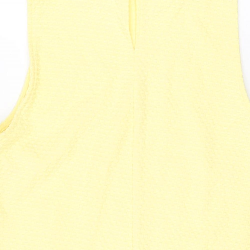 Dorothy Perkins Womens Yellow Polyester Shift Size 14 Collared Button