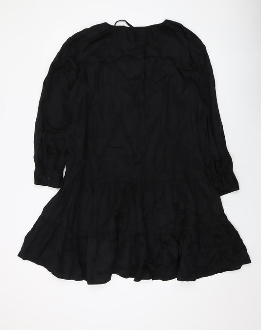 NEXT Womens Black Lyocell A-Line Size 12 V-Neck Pullover