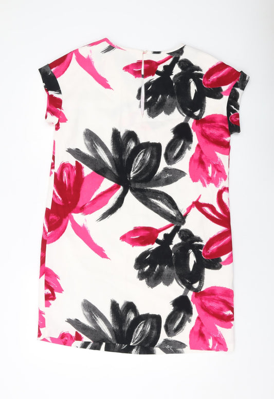 NEXT Womens Multicoloured Geometric Polyester Tank Dress Size 14 Round Neck Button