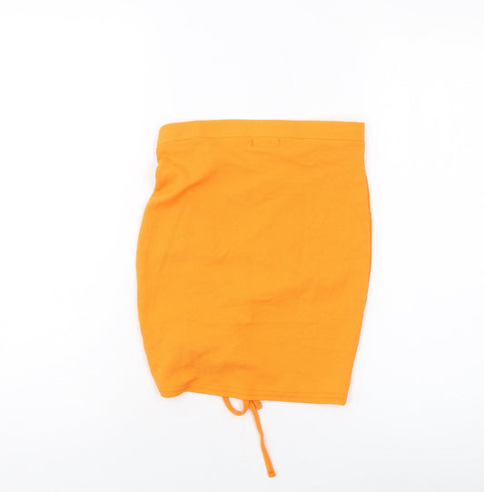 PRETTYLITTLETHING Womens Orange Polyester Mini Skirt Size 6