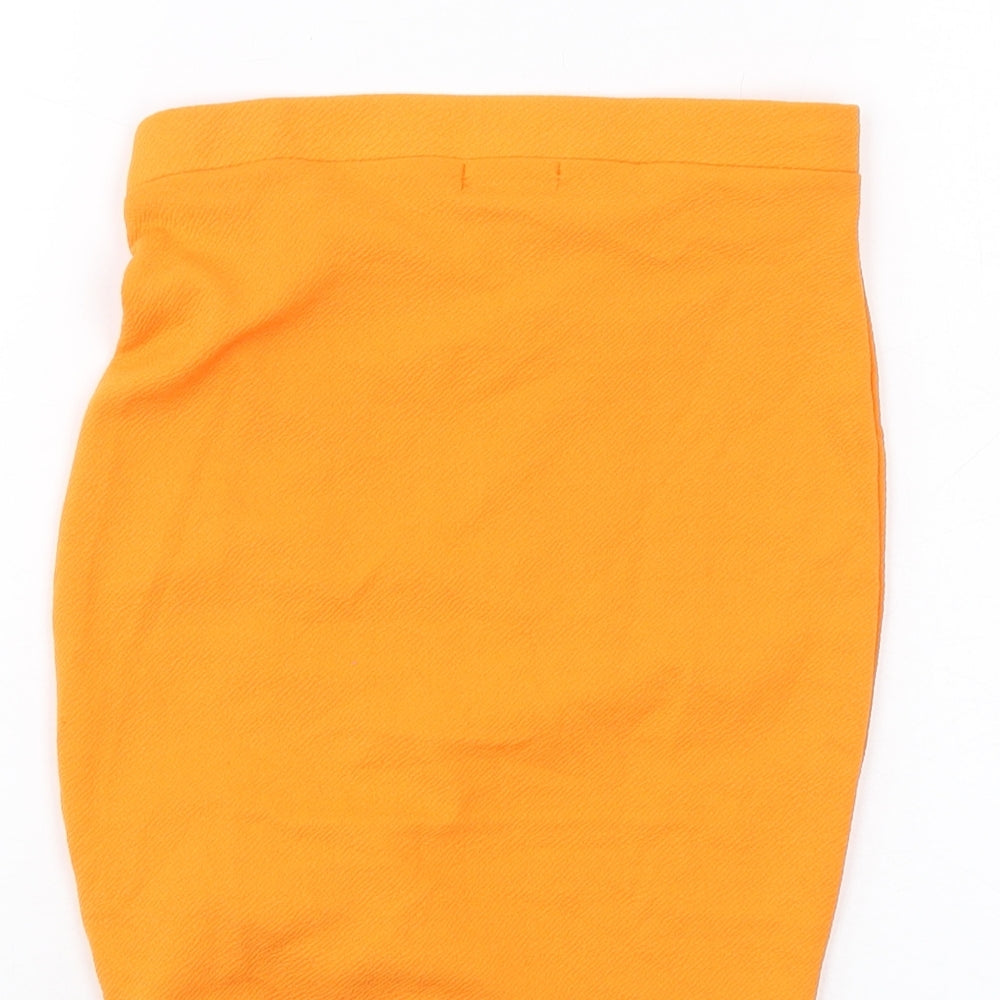 PRETTYLITTLETHING Womens Orange Polyester Mini Skirt Size 6