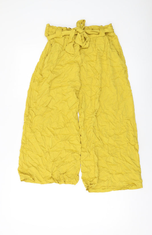 Womens UK Size S Boohoo Regular Fit Yellow Trousers