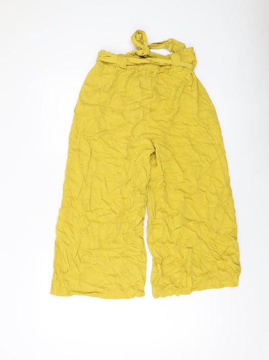 Womens UK Size S Boohoo Regular Fit Yellow Trousers