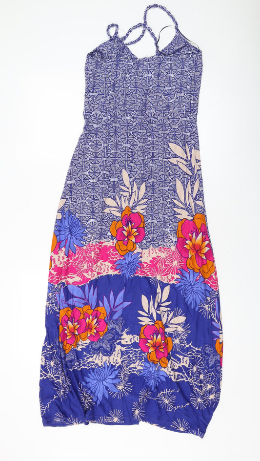 NEXT Womens Multicoloured Geometric Viscose A-Line Size 12 V-Neck Pullover