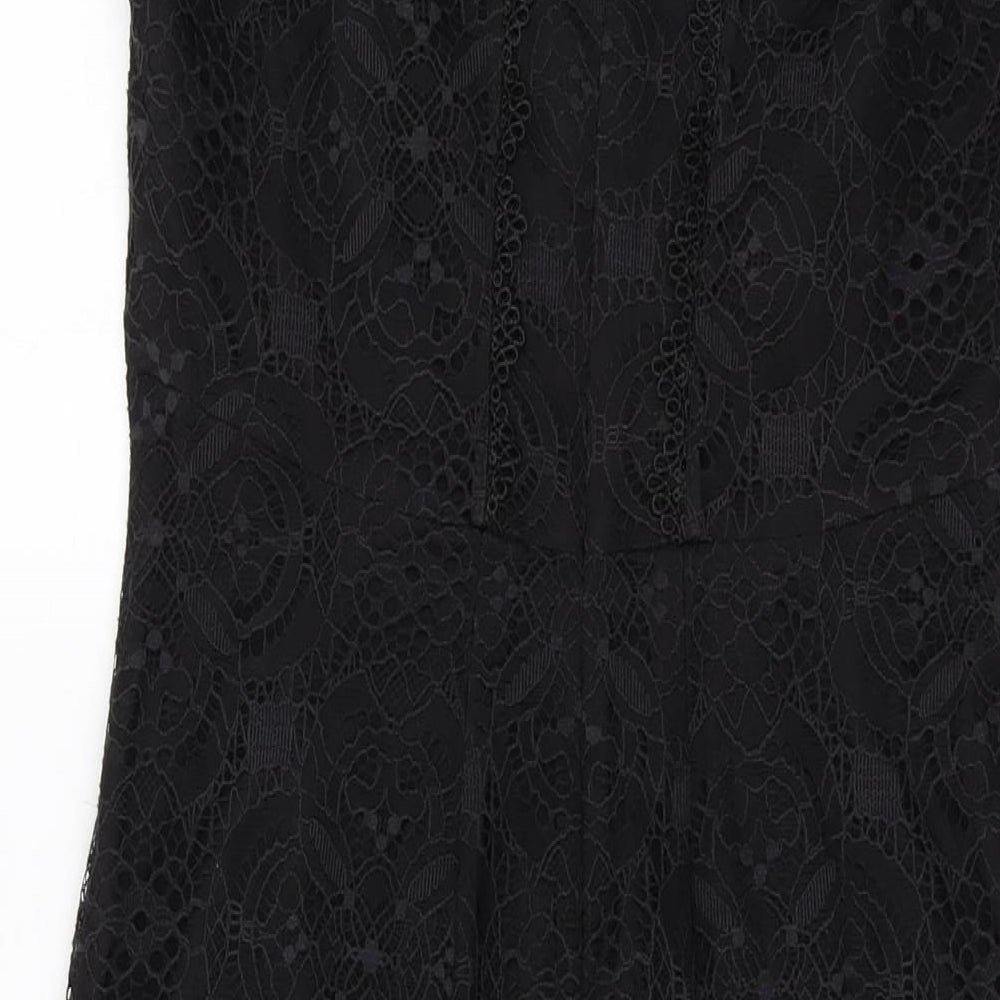 Monsoon Womens Black Nylon Sheath Size 12 Round Neck Zip