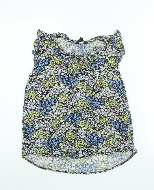 New Look Womens Multicoloured Floral Viscose Basic Blouse Size 10 Round Neck - Keyhole Neck