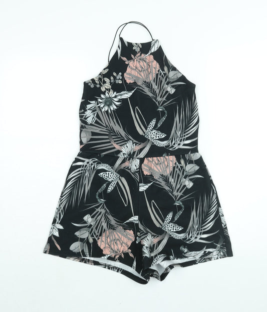 Womens UK Size 12 Boohoo One-Piece Black Playsuit