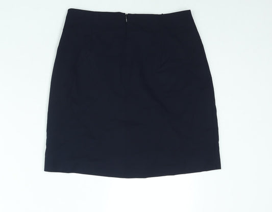 Marks and Spencer Womens Blue Polyester A-Line Skirt Size 10 Zip