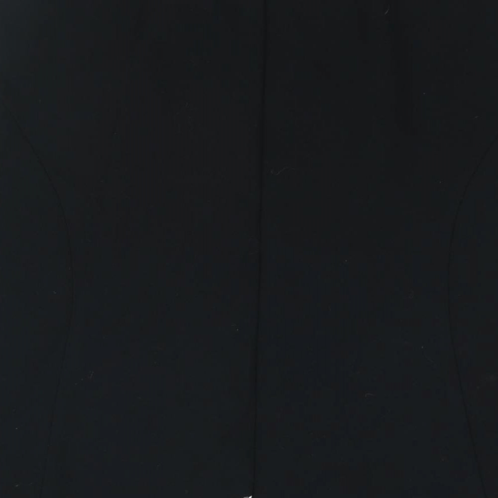 Marks and Spencer Womens Black Polyester A-Line Skirt Size 10 - Embroidered