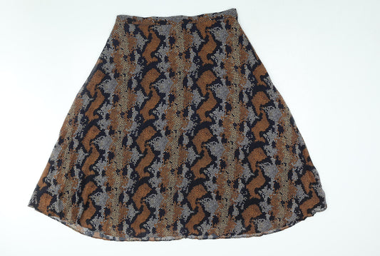 Warehouse Womens Multicoloured Geometric Polyester Pleated Skirt Size 18 Zip