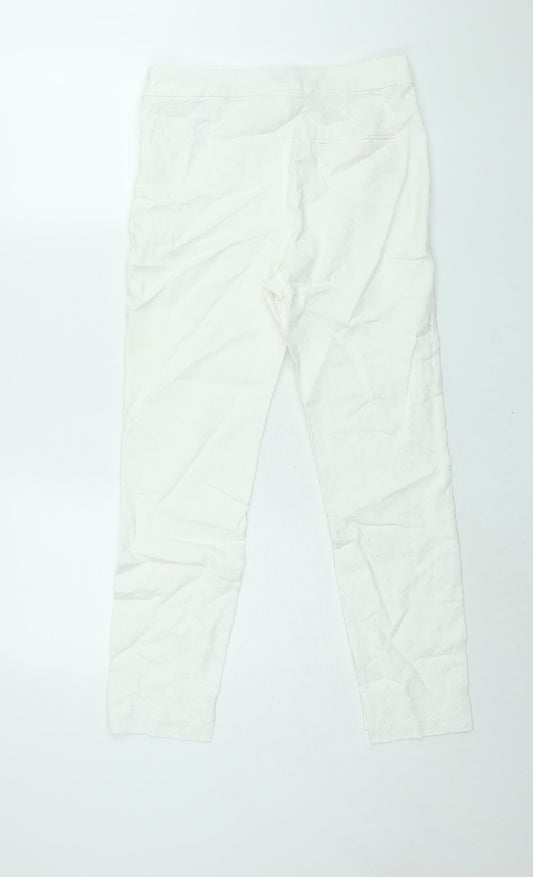 Womens UK Size M Zara Regular Fit White Trousers