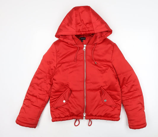 Womens UK Size 10 Topshop Red Puffer Jacket