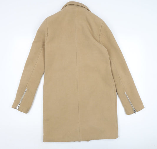 Missguided Womens Beige Overcoat Coat Size 8 Zip