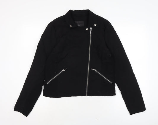 Womens UK Size 12 Dorothy Perkins Black Biker Coat