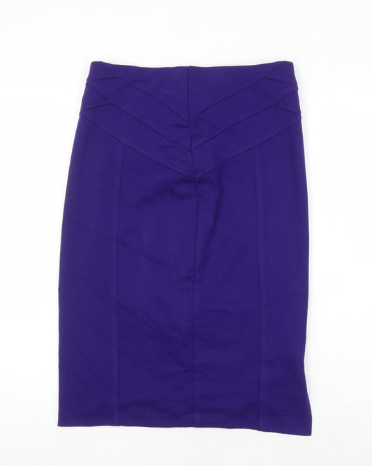 Marks and Spencer Womens Purple Herringbone Polyester Straight & Pencil Skirt Size 12