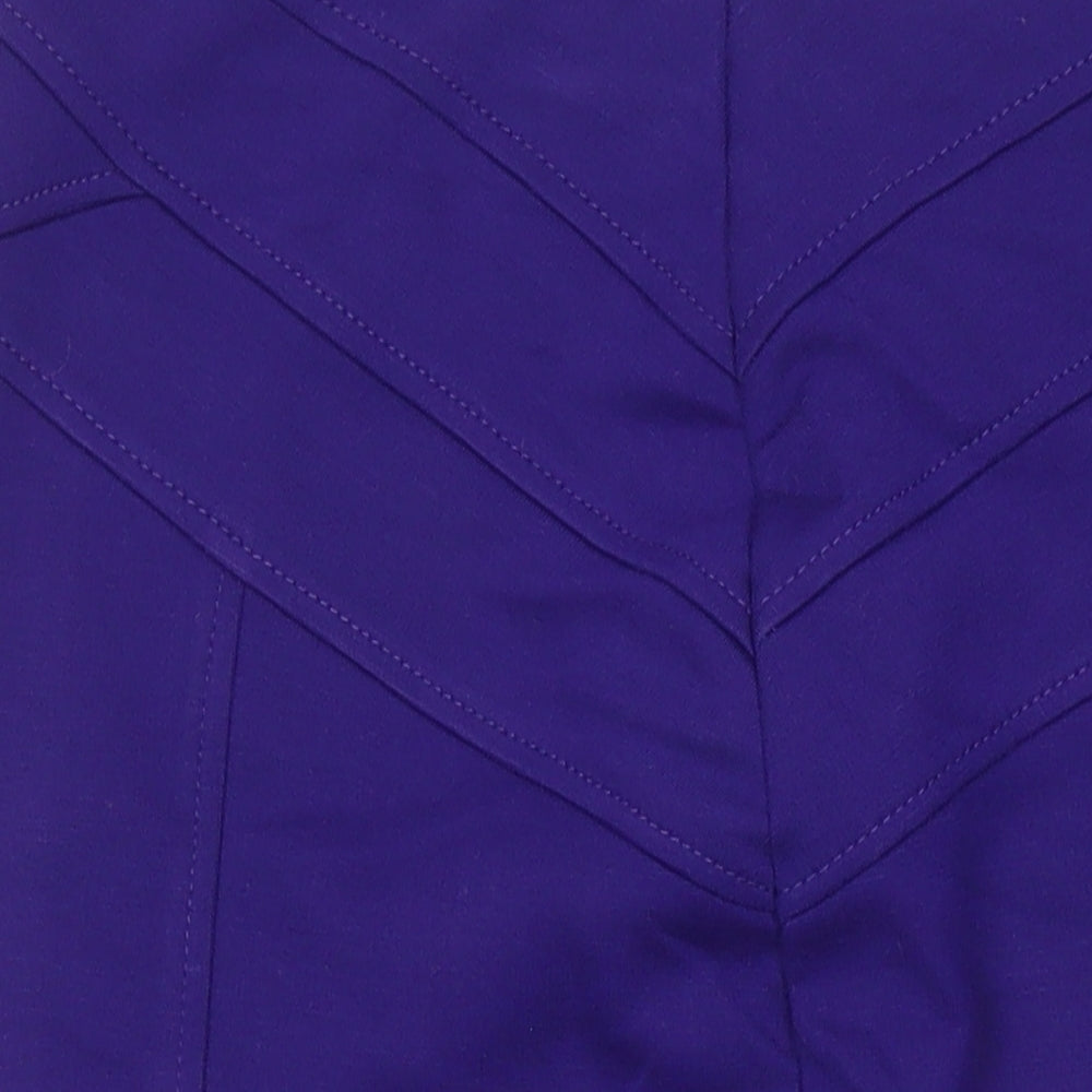 Marks and Spencer Womens Purple Herringbone Polyester Straight & Pencil Skirt Size 12