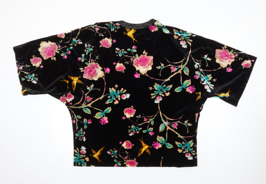 M&Co Womens Multicoloured Floral Polyester Kimono Blouse Size 12 V-Neck