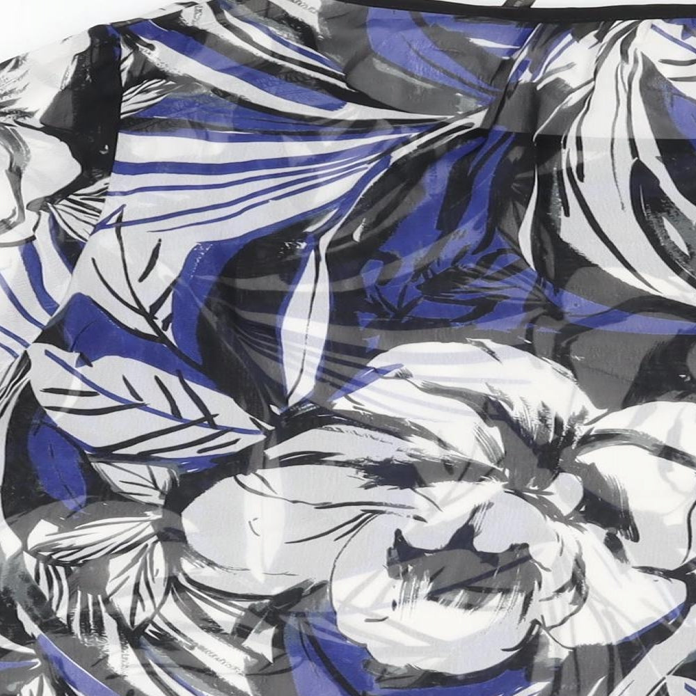 Anthology Womens Blue Floral Polyester Basic Blouse Size 16 Round Neck