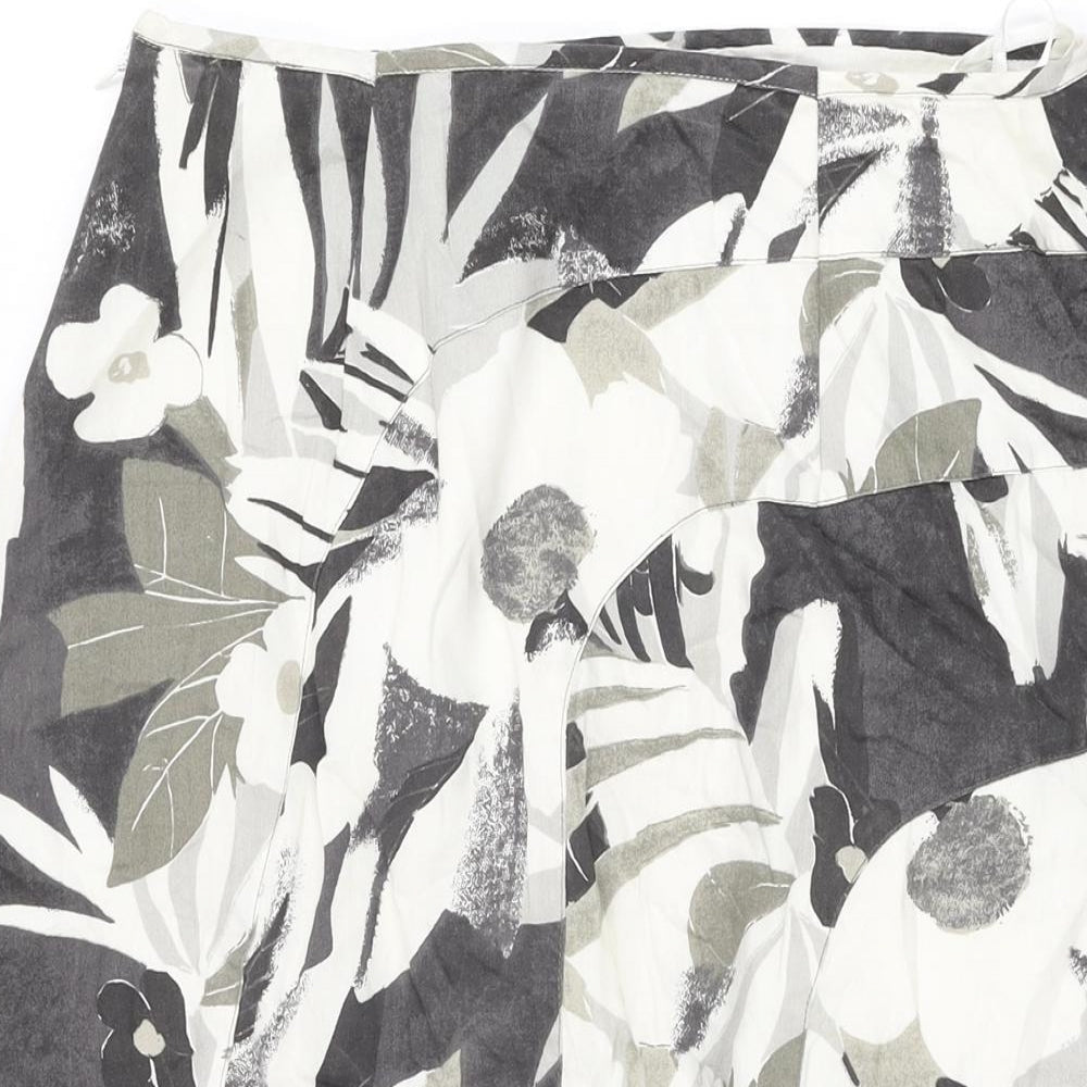iZ Womens Grey Floral Cotton Swing Skirt Size M Zip