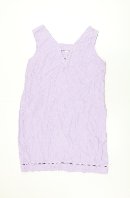NEXT Womens Purple Linen Shift Size 14 V-Neck Pullover