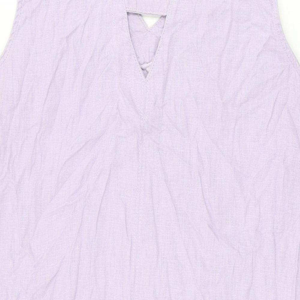 NEXT Womens Purple Linen Shift Size 14 V-Neck Pullover
