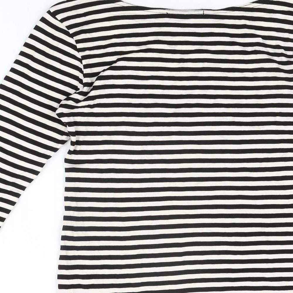 PRETTYLITTLETHING Womens White Striped Viscose Bodycon Size 8 Round Neck Pullover