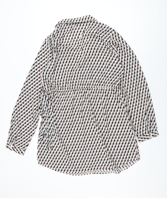 PRETTYLITTLETHING Womens Multicoloured Geometric Polyester Wrap Dress Size 16 V-Neck Tie