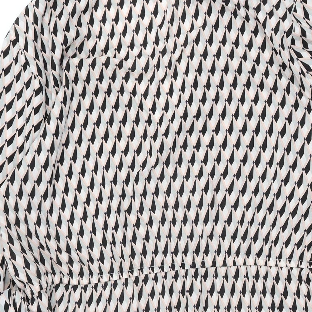 PRETTYLITTLETHING Womens Multicoloured Geometric Polyester Wrap Dress Size 16 V-Neck Tie