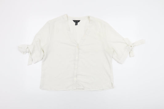 Womens UK Size 14 New Look White Basic Button-Up