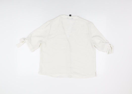 Womens UK Size 14 New Look White Basic Button-Up
