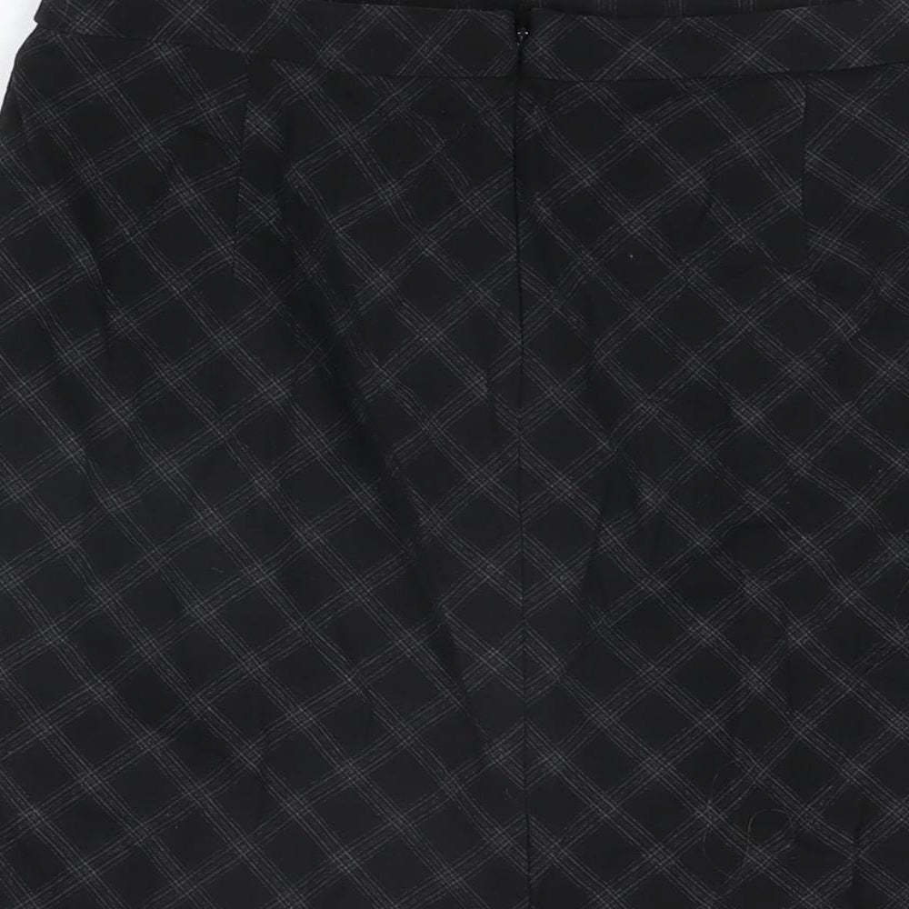 Marks and Spencer Womens Black Geometric Polyester Straight & Pencil Skirt Size 12 Zip
