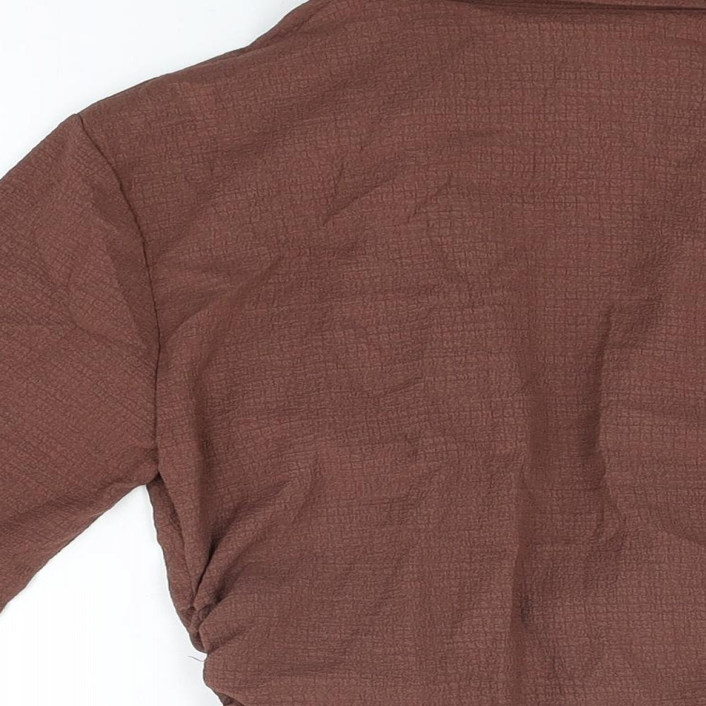 Womens UK Size 8 PRETTYLITTLETHING Brown Basic Blouse