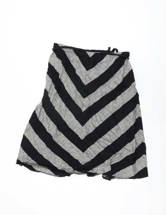Marks and Spencer Womens Grey Striped Linen Swing Skirt Size 12