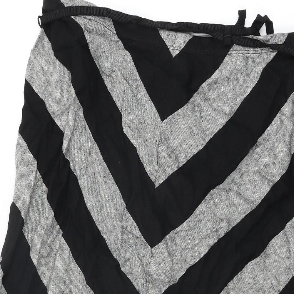 Marks and Spencer Womens Grey Striped Linen Swing Skirt Size 12