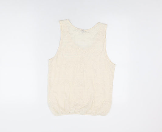 Womens UK Size 12 River Island Ivory Basic T-Shirt