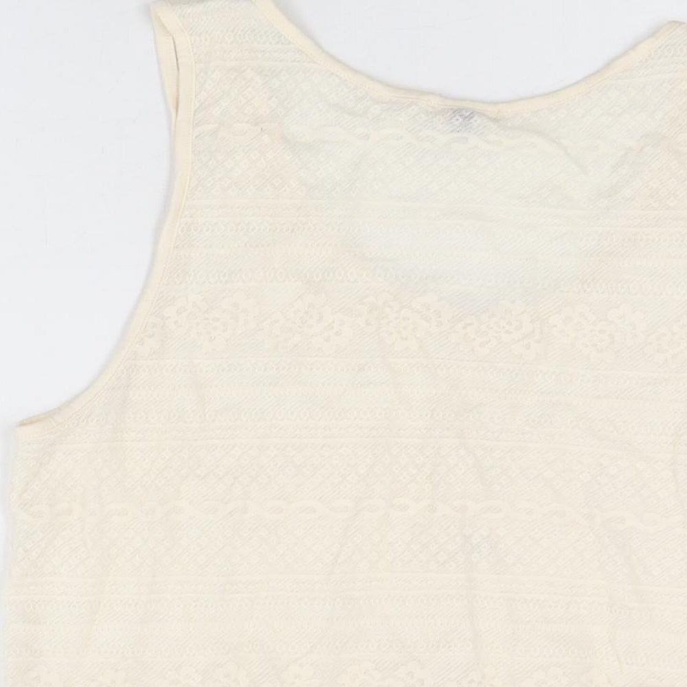 Womens UK Size 12 River Island Ivory Basic T-Shirt