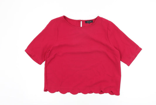 Womens UK Size 12 New Look Pink Basic T-Shirt