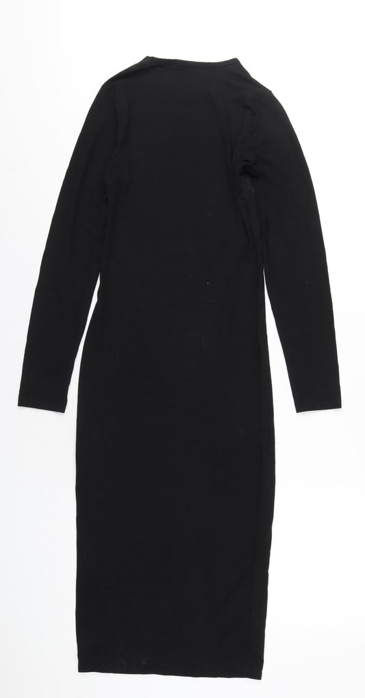 Missguided Womens Black Polyester Bodycon Size 6 Round Neck Pullover