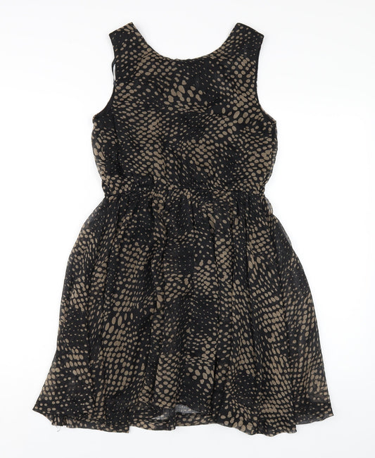 AX Paris Womens Black Herringbone Polyester A-Line Size 8 Scoop Neck Pullover