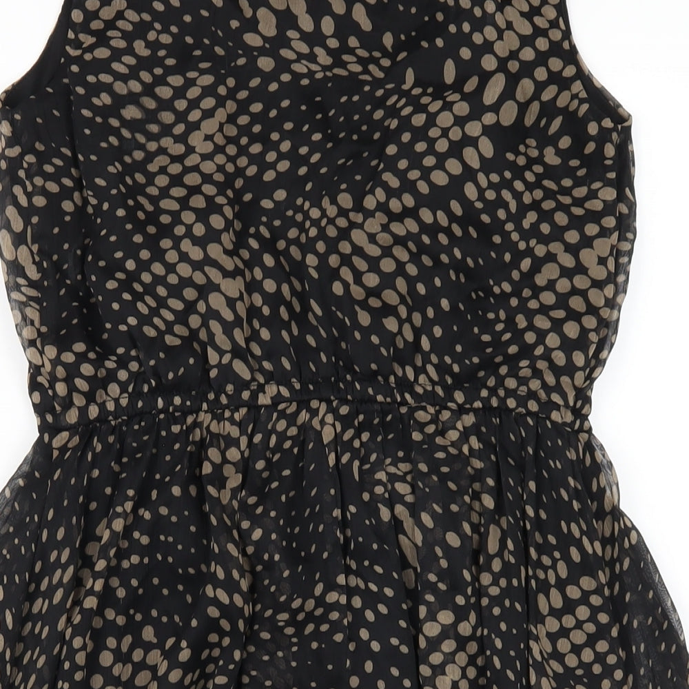 AX Paris Womens Black Herringbone Polyester A-Line Size 8 Scoop Neck Pullover